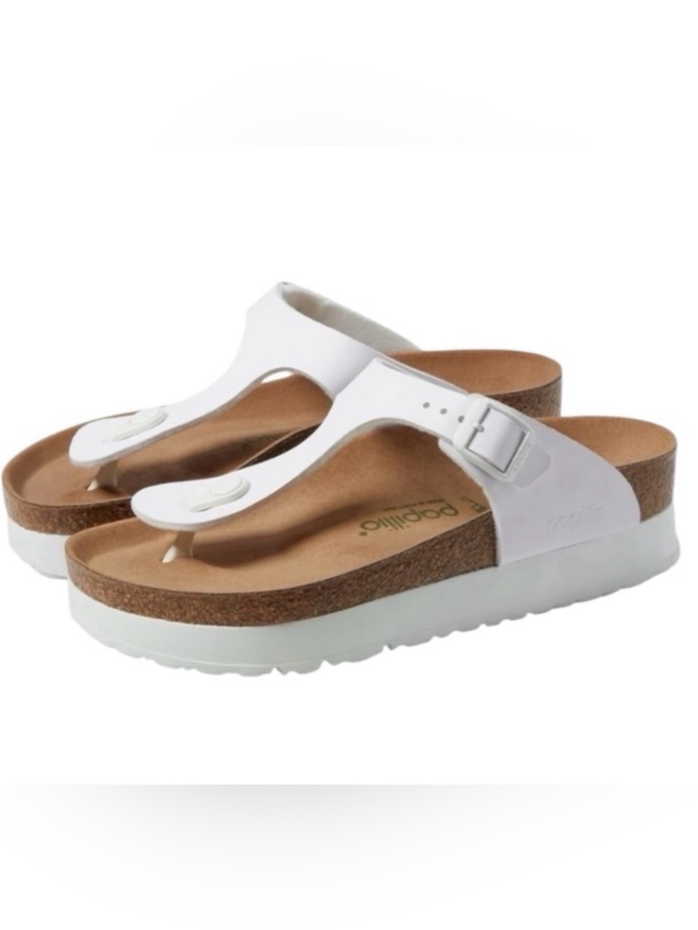 Birkenstock Papillio Gizeh White Platform Sandals Vegan T-Strap Thong Slide sz 8